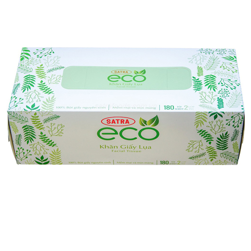 KHĂN GIẤY LỤA HỘP SATRA ECO (XANH) 180T