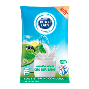 SỮA TIỆT TRÙNG DUTCH LADY CÓ ĐƯỜNG GÓI 180ML