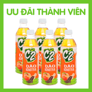 LỐC 6 - TRÀ ĐEN C2 HƯƠNG ĐÀO 455ML