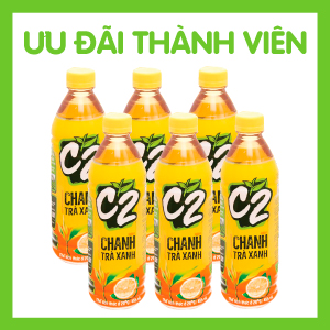 LỐC 6 - TRÀ XANH C2 HƯƠNG CHANH 455ML