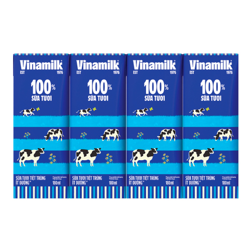 SỮA TIỆT TRÙNG VINAMILK ÍT ĐƯỜNG HỘP 180ML