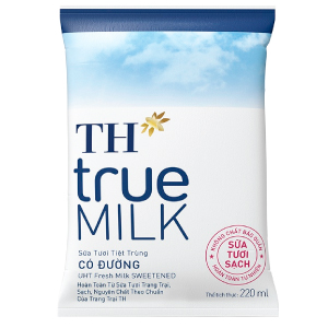 SỮA TƯƠI TIỆT TRÙNG CÓ ĐƯỜNG TH TRUE MILK BỊCH 220ML