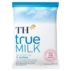 SỮA TƯƠI TIỆT TRÙNG ÍT ĐƯỜNG TH TRUE MILK BỊCH 220ML