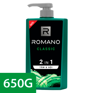 TẮM GỘI ROMANO 2 TRONG 1 CLASSIC CHAI 650G