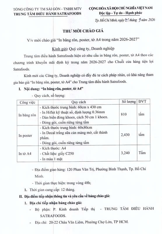 THƯ MỜI CHÁO GIÁ THÁNG 09/2026